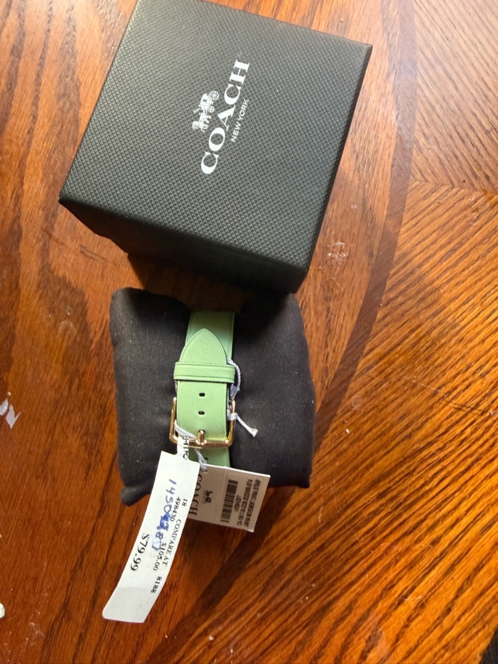 Coach Petite Round Watch with Light Green Leather Band - Picture 3 of 5